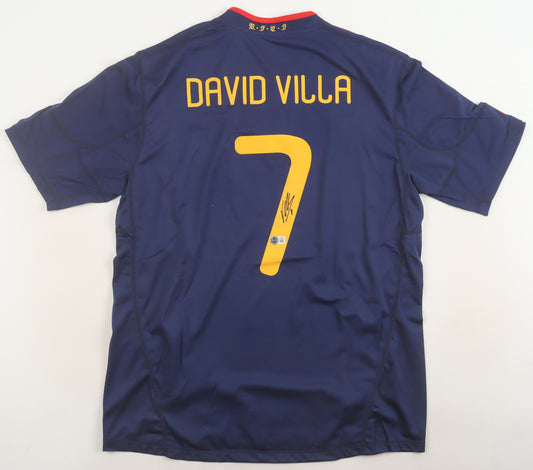 David Villa Signed (Beckett) 2010 Spain National Team Adidas Authentic Jersey - Beckett Witnessed