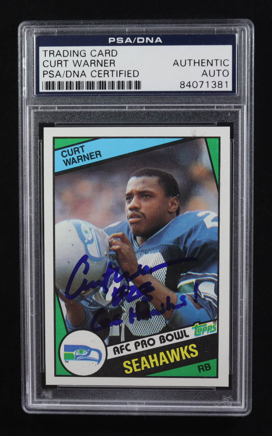 Curt Warner Signed 1984 Topps Inscribed "Go Hawks" AFC Pro Bowl #198 RC (PSA ) Autograph Graded PSA Authentic - Rookie Card