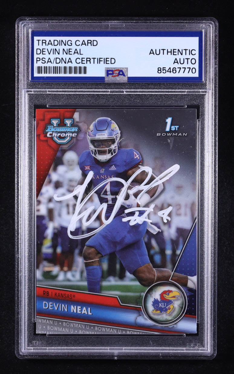 Devin Neal Signed 2023 Bowman Chrome University #58 RC (PSA) Rookie Card