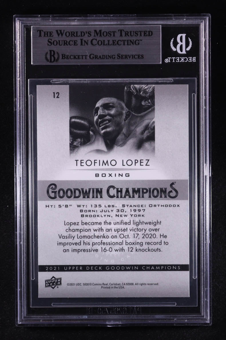 Teofimo Lopez Signed 2021 Upper Deck Goodwin Champions Platinum #P12 RC (BGS) Autograph Graded BGS Authentic - Rookie Card