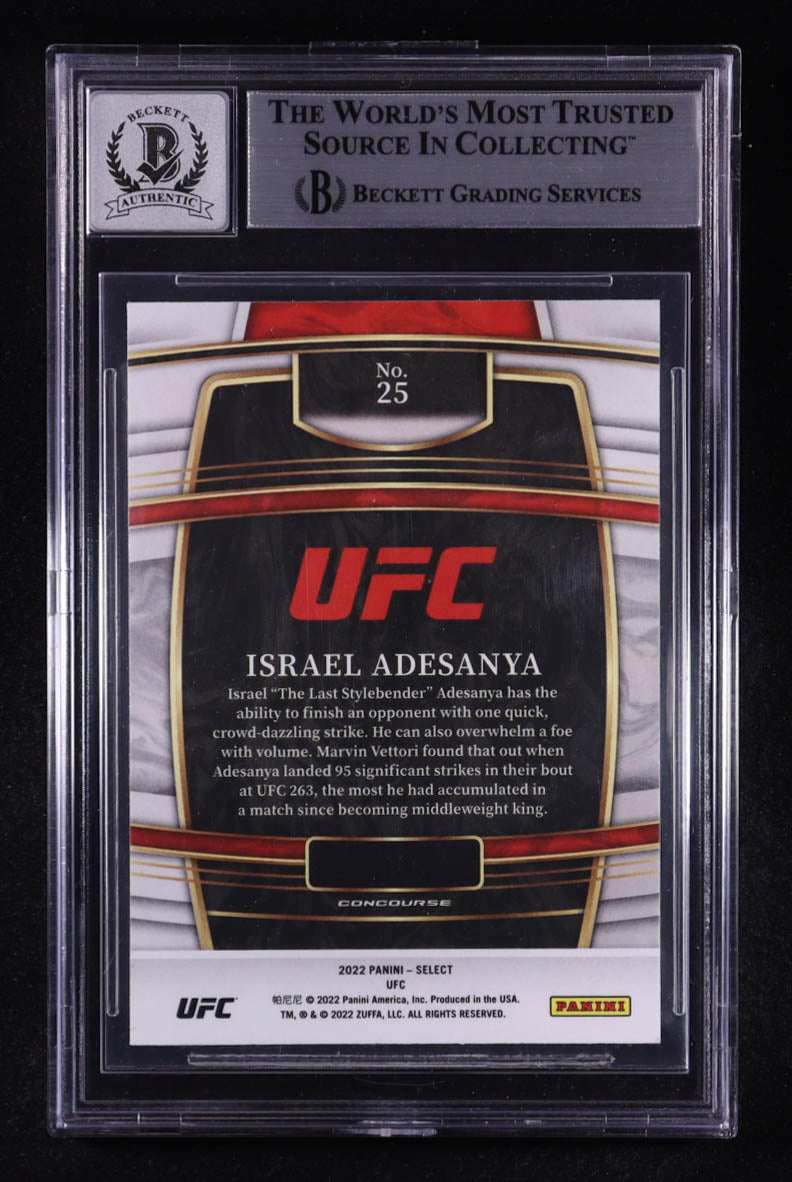 Israel Adesanya Signed 2022 Panini Select UFC #25 (BGS | Autograph Graded BGS 10) Autograph Graded BGS 10
