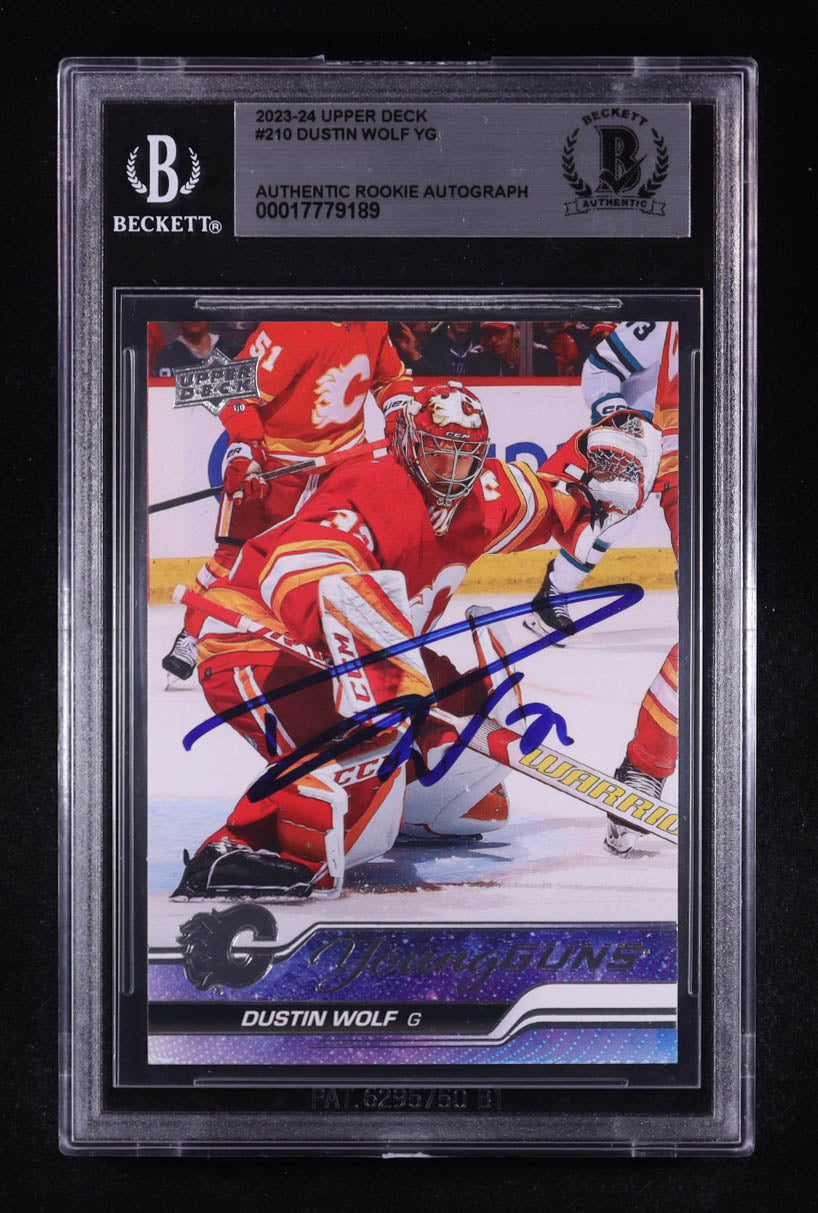 Dustin Wolf Signed 2023-24 Upper Deck Young Guns #210 RC (BGS) Rookie Card | Autograph Graded BGS Authentic