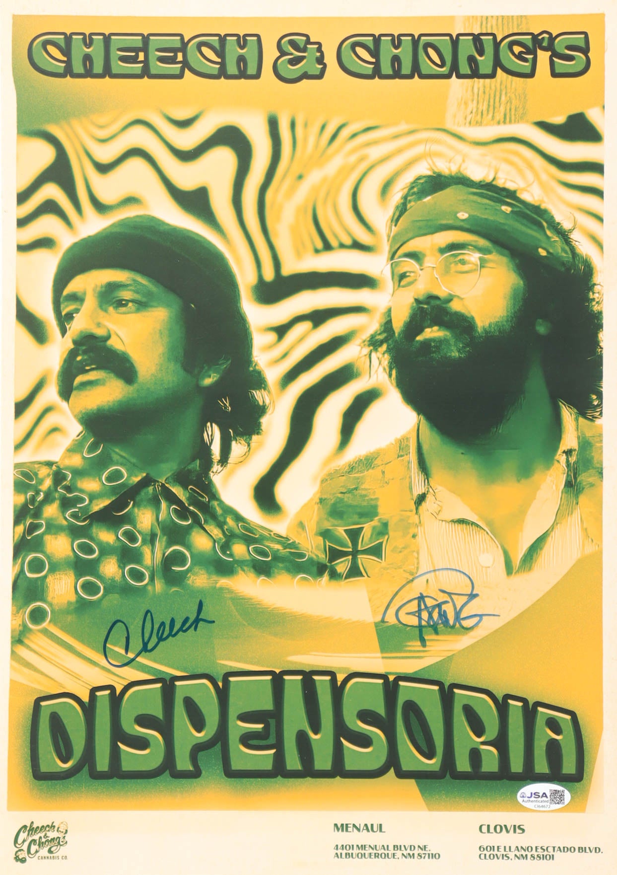 Cheech Marin & Tommy Chong Signed (JSA) "Cheech & Chong's Dispensoria" 11x17 Poster