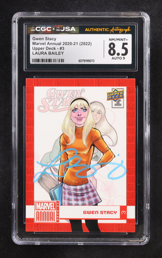 Laura Bailey signed Gwen Stacy 2020-21 Upper Deck Marvel Annual #3 (CGC 8.5 | Autograph Graded CGC 9)