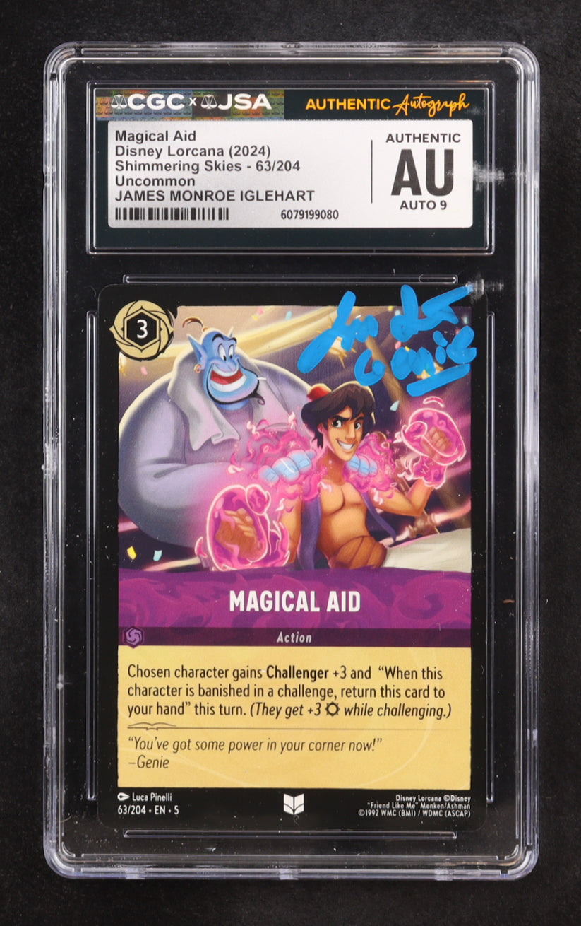 James Monroe Iglehart signed Magical Aid 2024 Disney Lorcana Shimmering Skies UC #63 (CGC | Autograph Graded CGC 9)