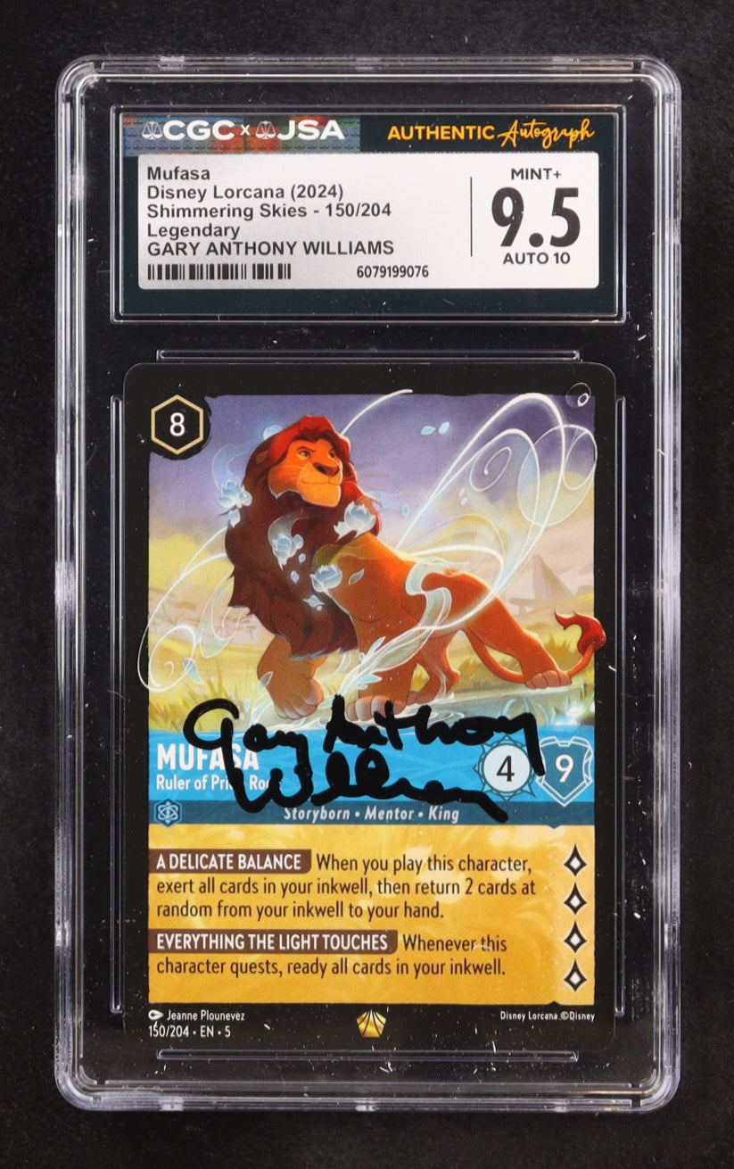 Gary Anthony Williams signed Mufasa 2024 Disney Lorcana Shimmering Skies Legendary #150 (CGC 9.5 | Autograph Graded CGC 10)
