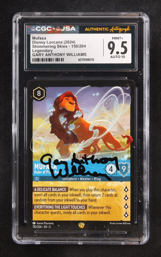 Gary Anthony Williams signed Mufasa 2024 Disney Lorcana Shimmering Skies Legendary #150 (CGC 9.5 | Autograph Graded CGC 10)