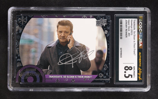 Jeremy Renner signed Hawkeye 2023 Upper Deck Tracksuits. So Sloan Is Their Front #51 (CGC 8.5)