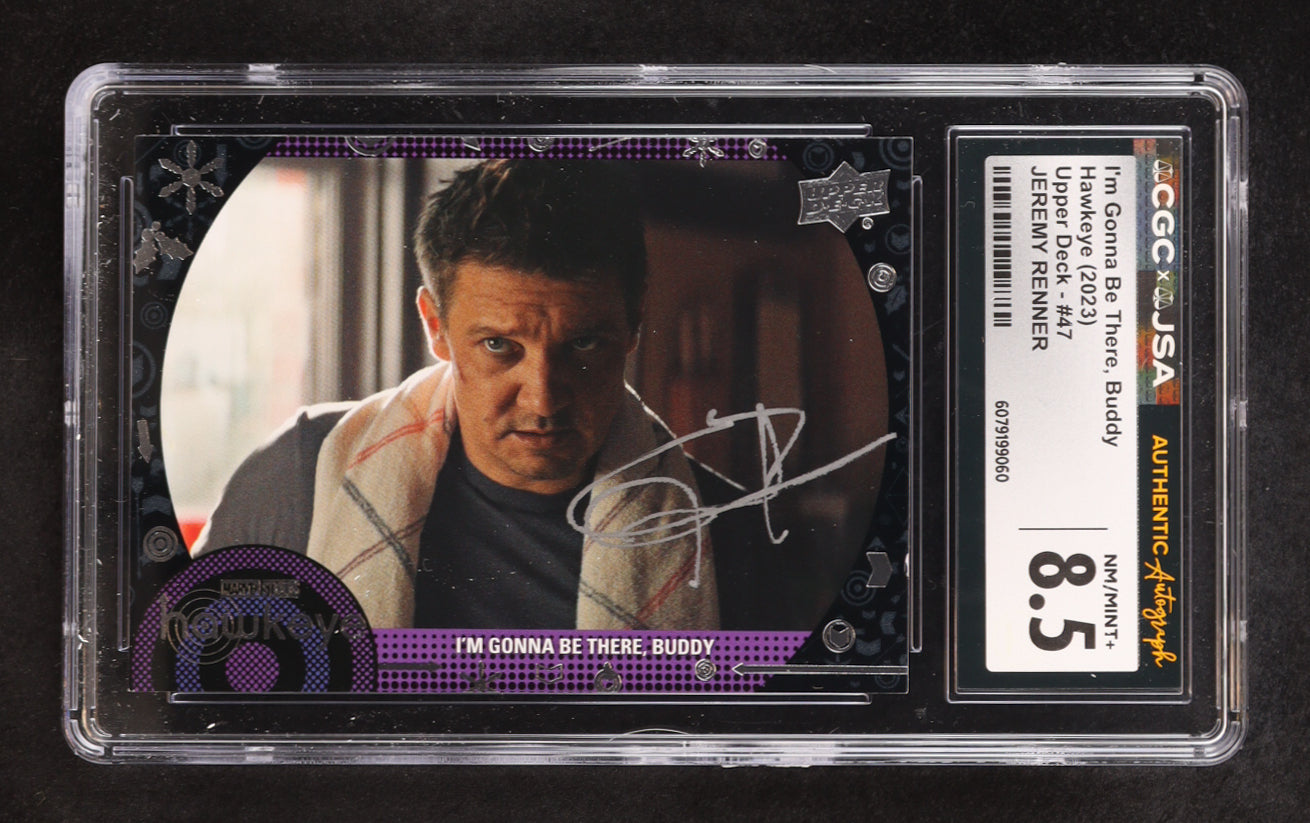 Jeremy Renner signed Hawkeye 2023 Upper Deck I'm Gonna Be There, Buddy #47 (CGC 8.5)