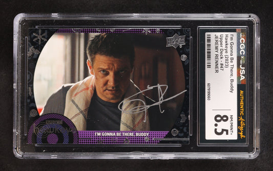 Jeremy Renner signed Hawkeye 2023 Upper Deck I'm Gonna Be There, Buddy #47 (CGC 8.5)