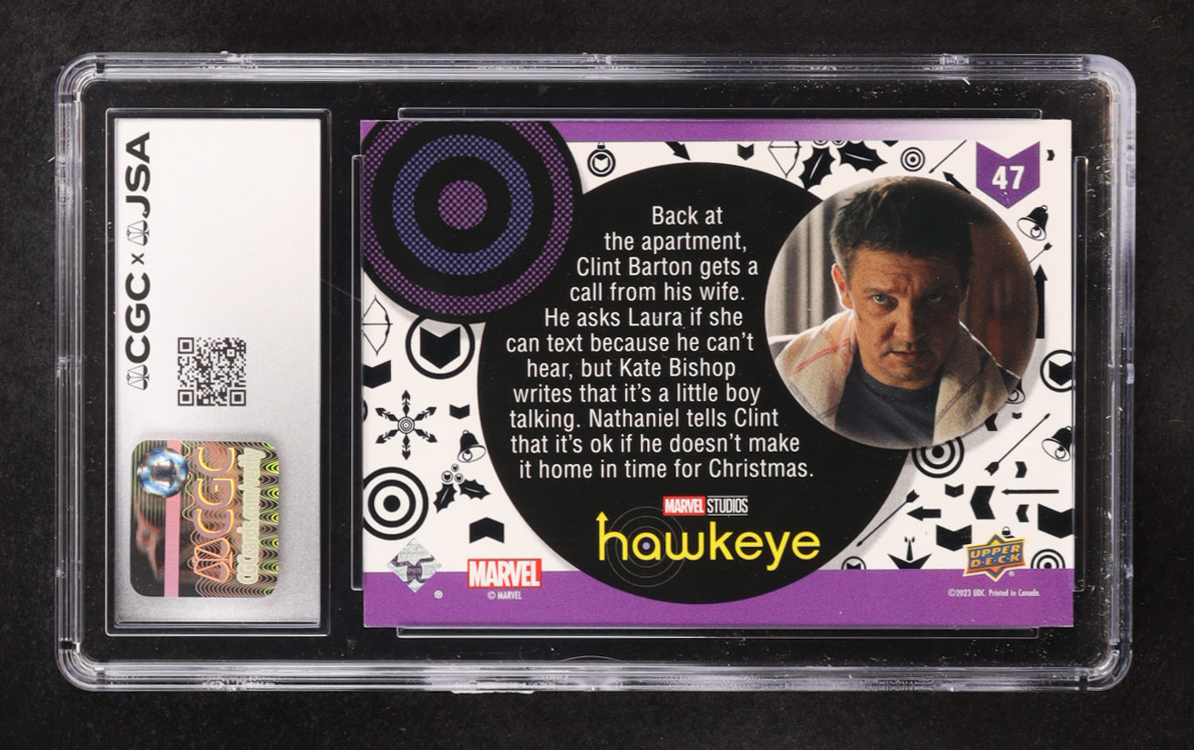 Jeremy Renner signed Hawkeye 2023 Upper Deck I'm Gonna Be There, Buddy #47 (CGC 8.5)