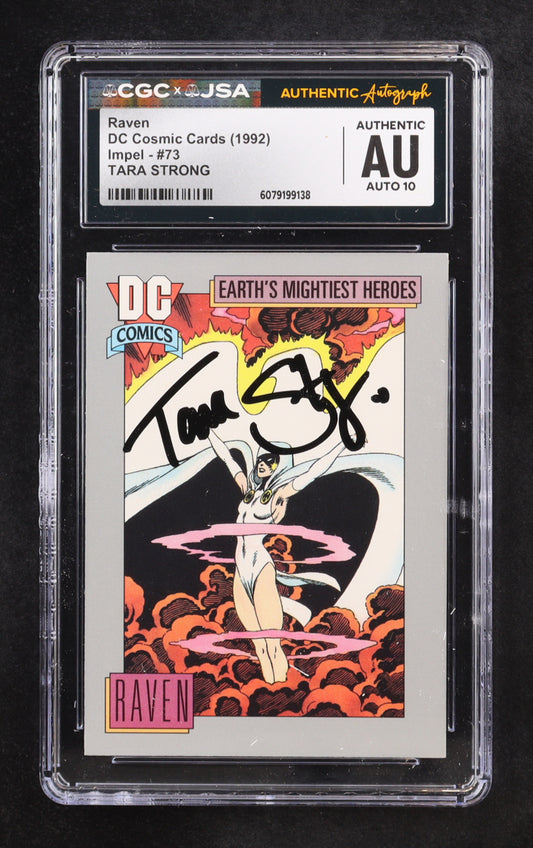 Tara Strong signed Raven 1992 DC Cosmic Cards Impel #73 (CGC | Autograph Graded CGC 10)