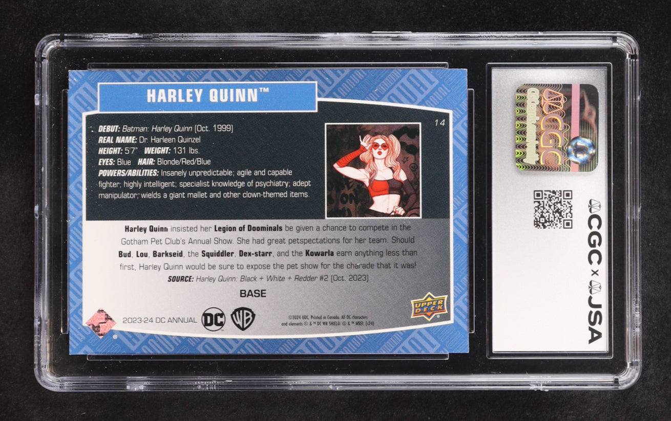 Tara Strong signed Harley Quinn 2023-24 Upper Deck DC Annual #14 (CGC 9 | Autograph Graded CGC 9)