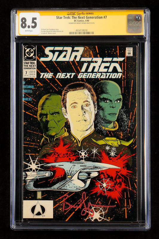 Brent Spiner Signed 1990 "Star Trek: The Next Generation" #7 DC Comic Book (CGC 8.5)