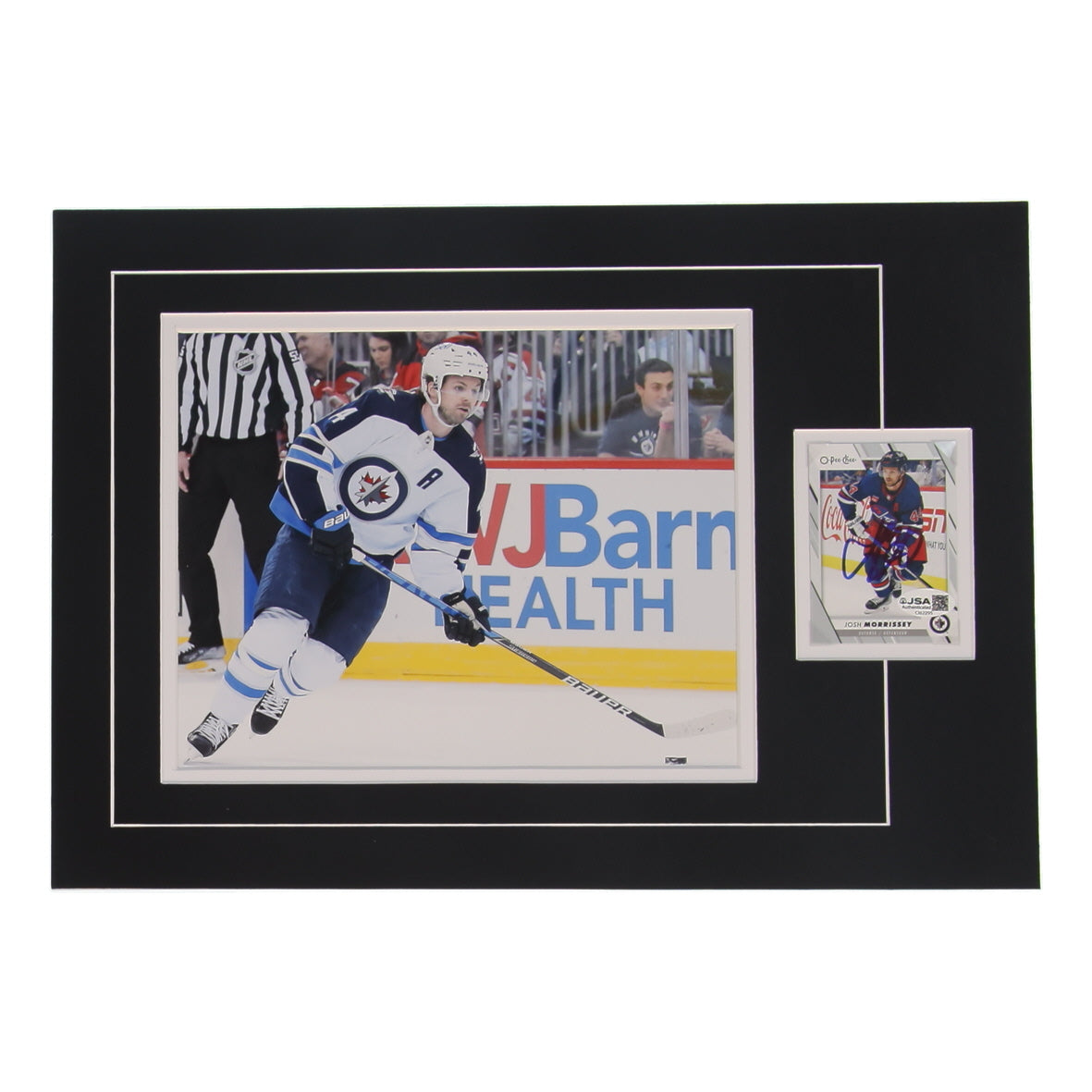 Josh Morrissey Signed (JSA) Jets Sports Card Custom Lithograph Display with Photo