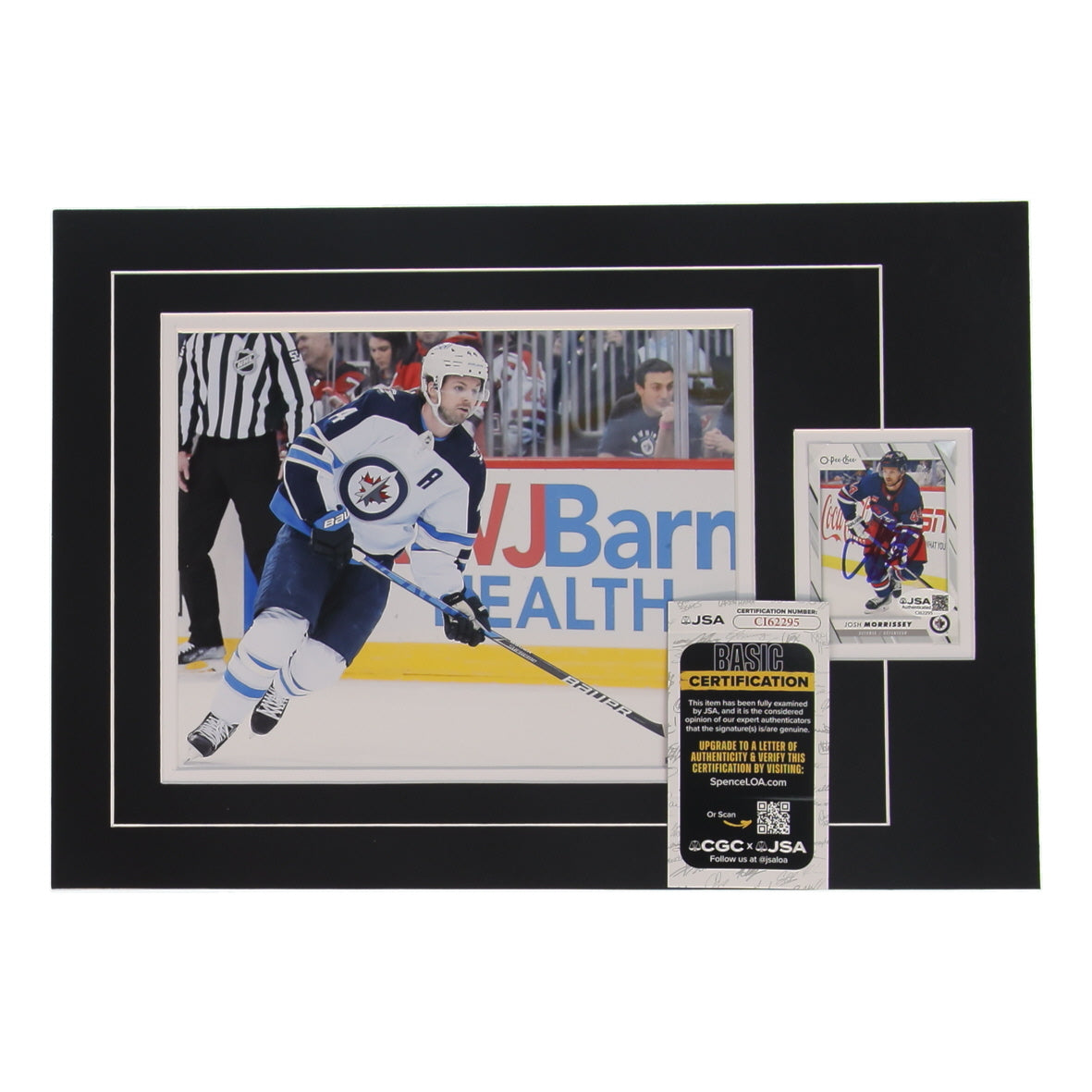 Josh Morrissey Signed (JSA) Jets Sports Card Custom Lithograph Display with Photo