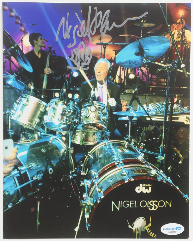 Nigel Olsson Signed 8x10 Photo with Hand-Drawn Sketch (ACOA) English Drummer & Lifelong Member Of The Elton John Band