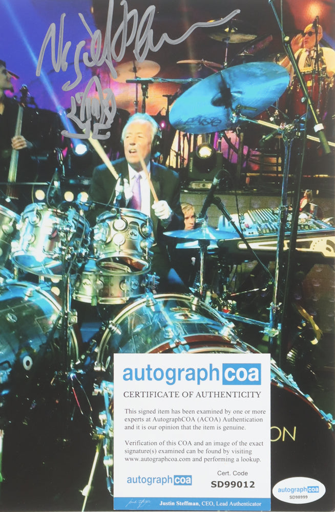 Nigel Olsson Signed 8x10 Photo with Hand-Drawn Sketch (ACOA) English Drummer & Lifelong Member Of The Elton John Band
