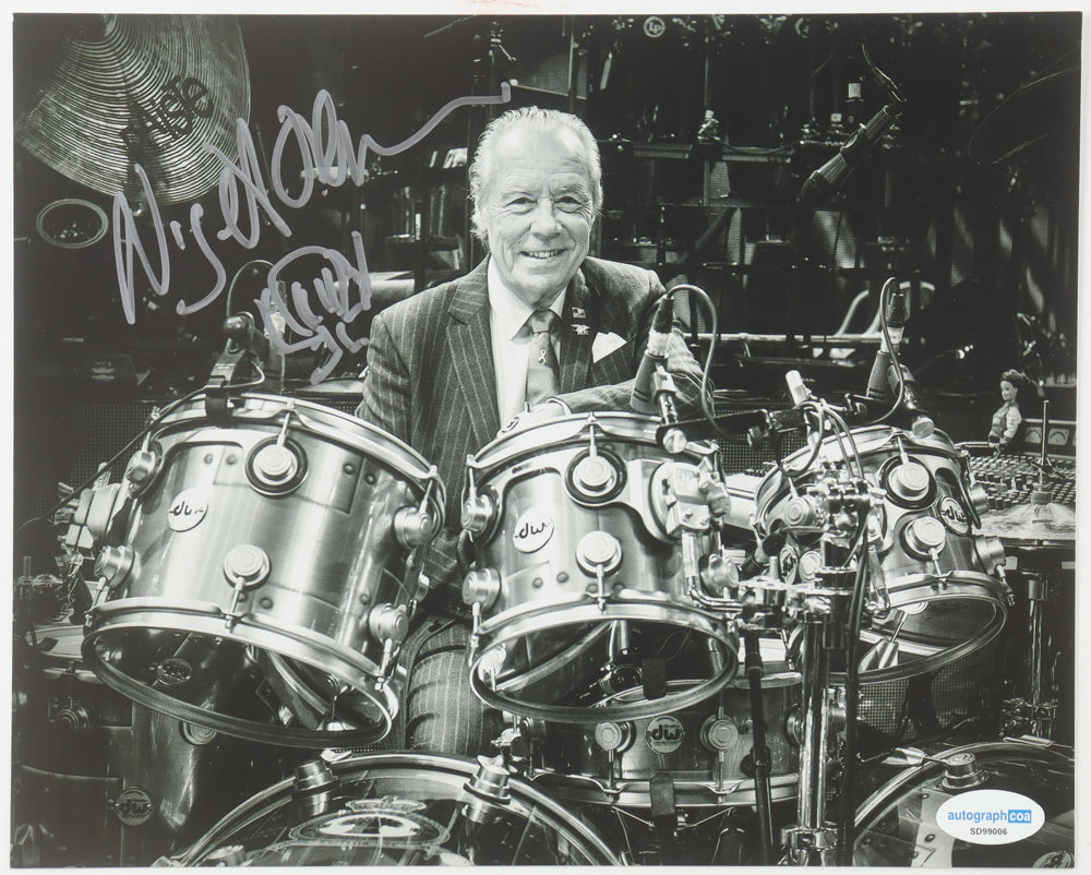 Nigel Olsson Signed 8x10 Photo with Hand-Drawn Sketch (ACOA) - English Drummer & Lifelong Member Of The Elton John Band