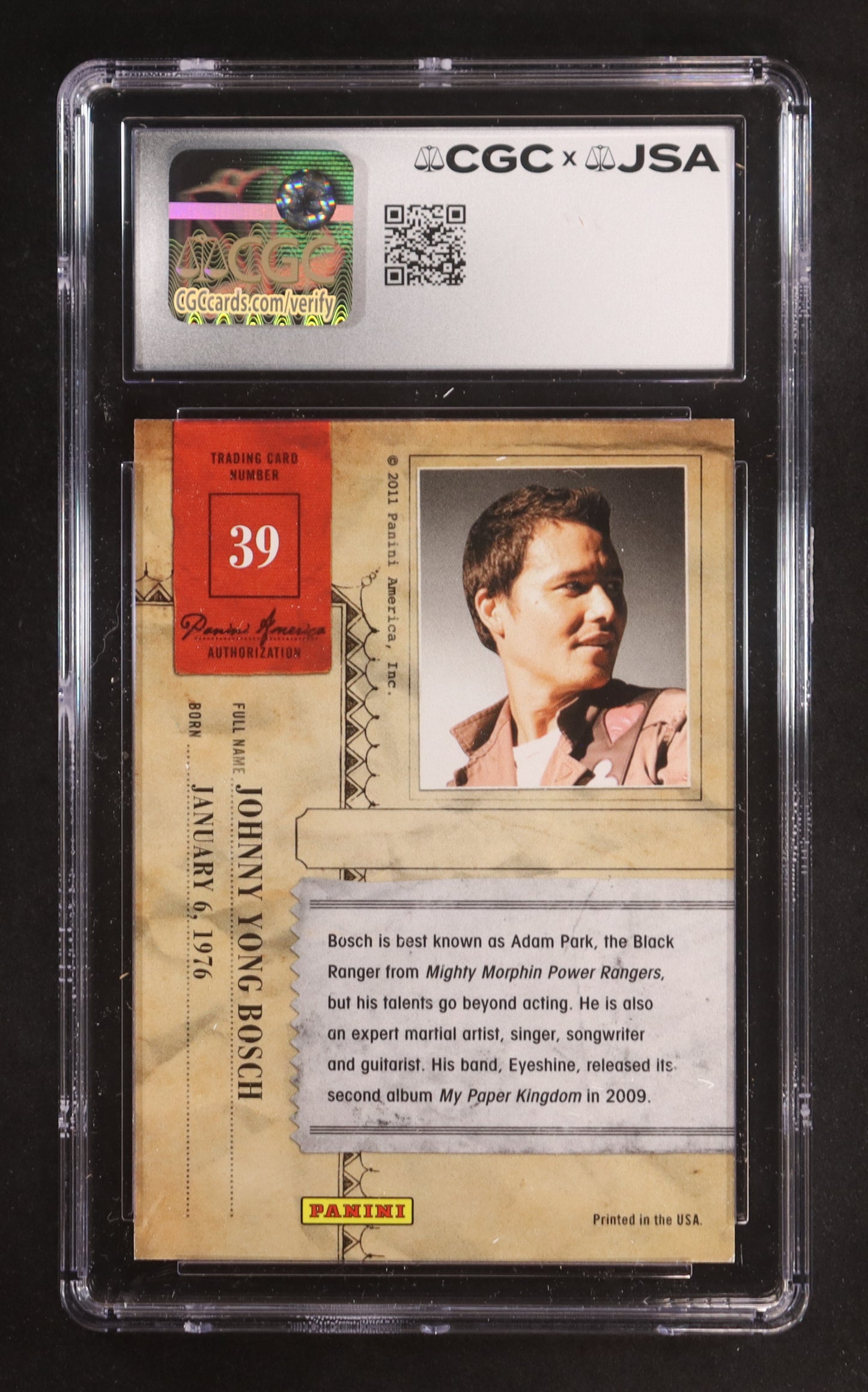 Johnny Yong Bosch Signed 2011 Panini Americana #39 (CGC 10 | Autograph Graded CGC 10) Autograph Graded CGC 10