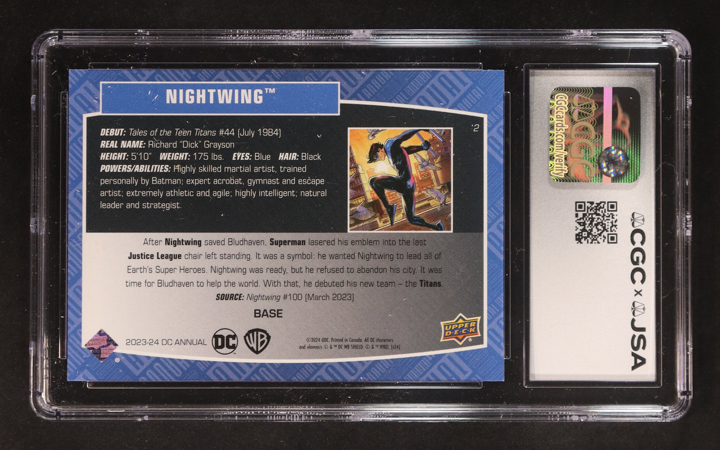 Will Friedle Signed 2023-24 Nightwing Upper Deck DC Annual #2 (CGC 10 | Autograph Graded CGC 10) Autograph Graded CGC 10