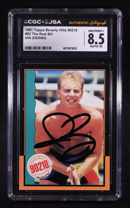 Ian Ziering Signed 1991 Topps Beverly Hills 90210 The Real BH #82 (CGC 8.5 | Autograph Graded CGC 10) Autograph Graded CGC 10