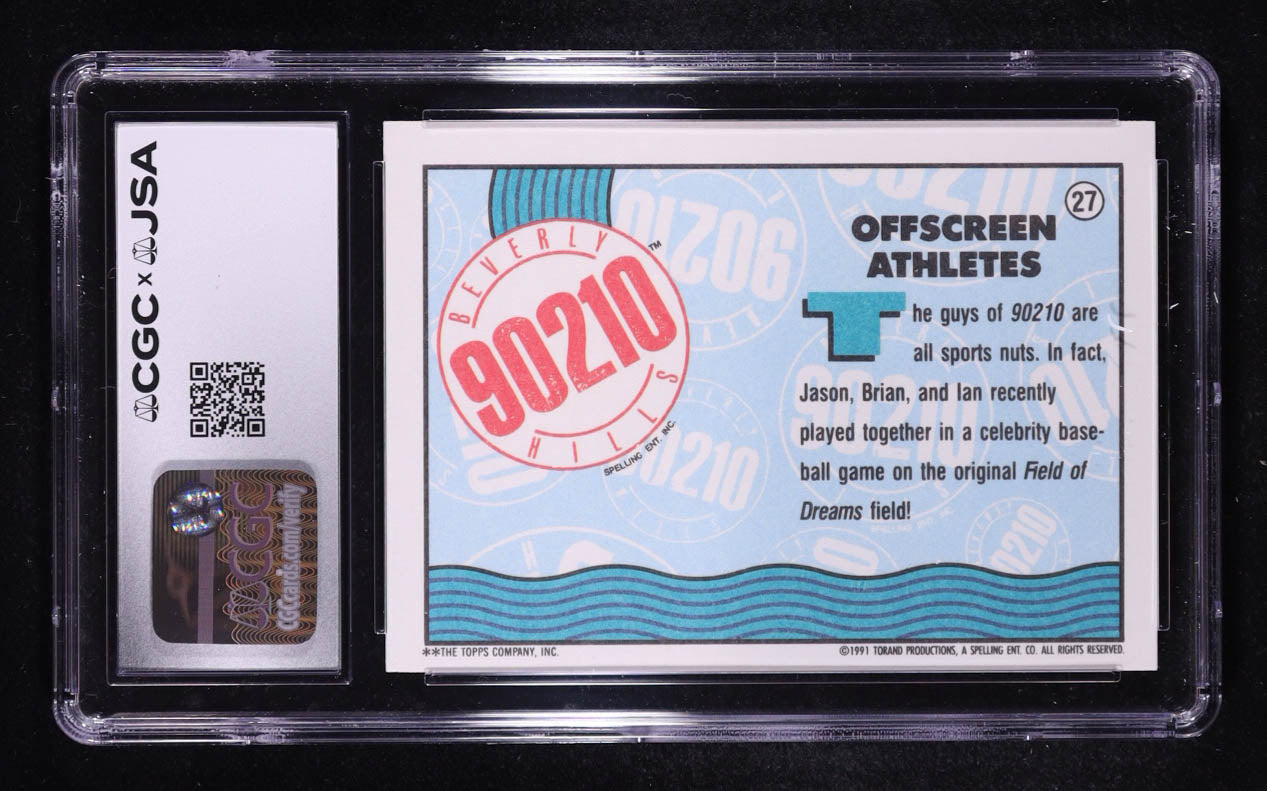 Ian Ziering and Brian Austin Green Signed 1991 Topps Beverly Hills 90210 Offscreen Athletes #27 (CGC 8 | Autograph Graded CGC 10) Autograph Graded CGC 10