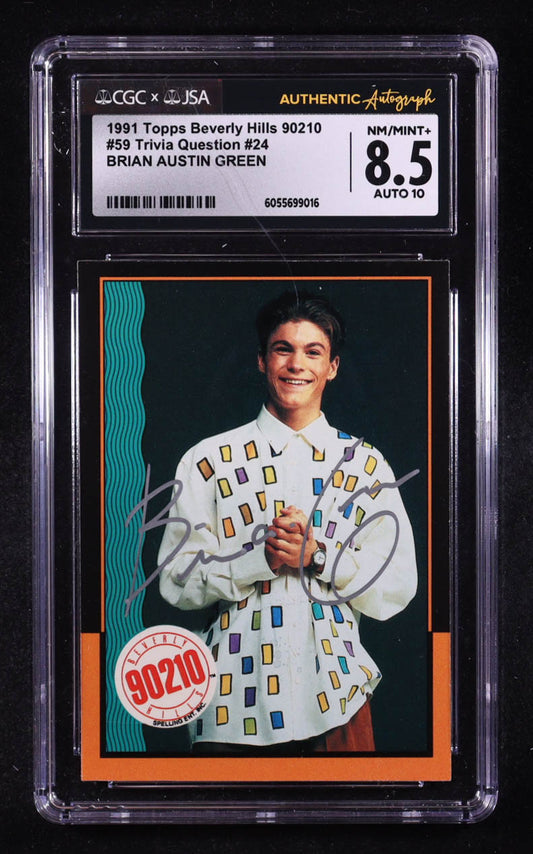 Brian Austin Green Signed 1991 Topps Beverly Hills 90210 Trivia Question #59 #24 (CGC 8.5 | Autograph Graded CGC 10) Autograph Graded CGC 10