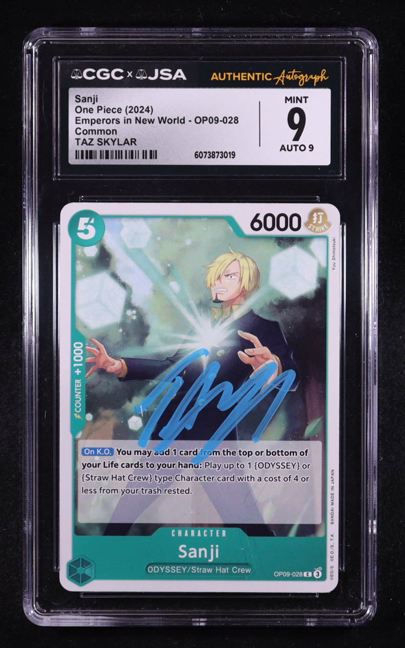 Taz Skylar Signed 2024 Sanji One Piece Emperors in New World C #OP09-028 (CGC 9 | Autograph Graded CGC 9) Super Rare | Autograph Graded CGC 9