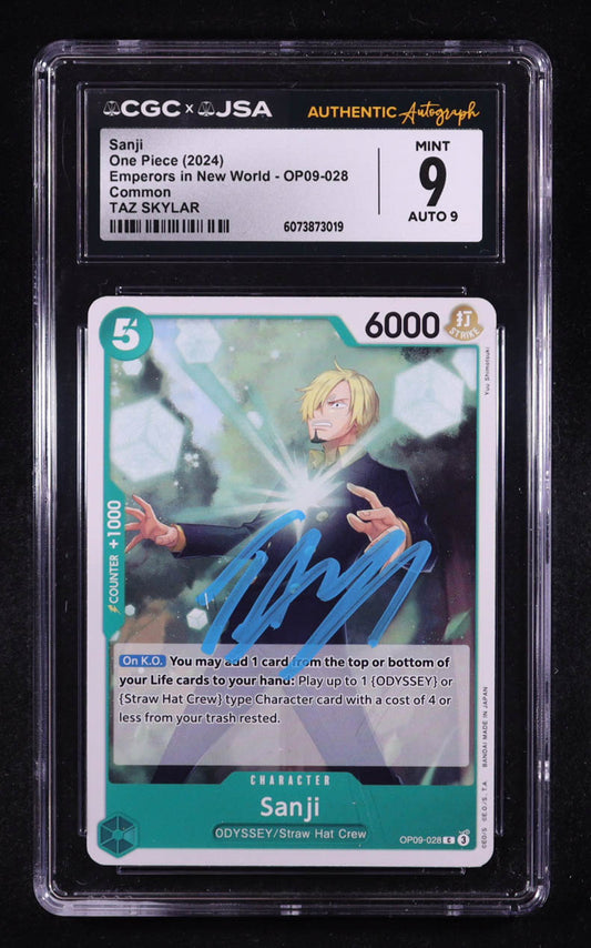Taz Skylar Signed 2024 Sanji One Piece Emperors in New World C #OP09-028 (CGC 9 | Autograph Graded CGC 9) Super Rare | Autograph Graded CGC 9