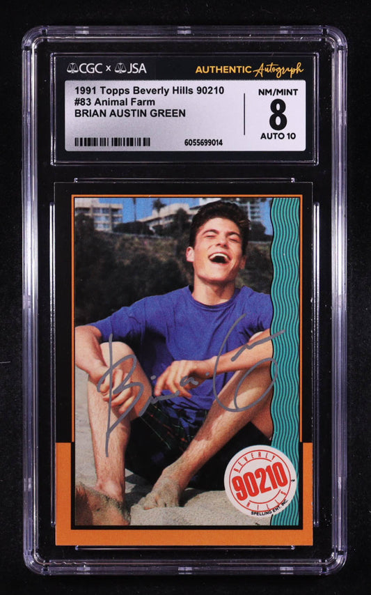 Brian Austin Green Signed 1991 Topps Beverly Hills 90210 Animal Farm #83 (CGC 8 | Autograph Graded CGC 10) Autograph Graded CGC 10