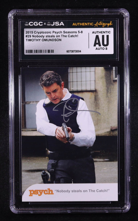 Timothy Omundson Signed 2015 Cryptozoic Psych Seasons 5-8 Nobody steals on The Catch! #29 (CGC | Autograph Graded CGC 8) Autograph Graded CGC 8