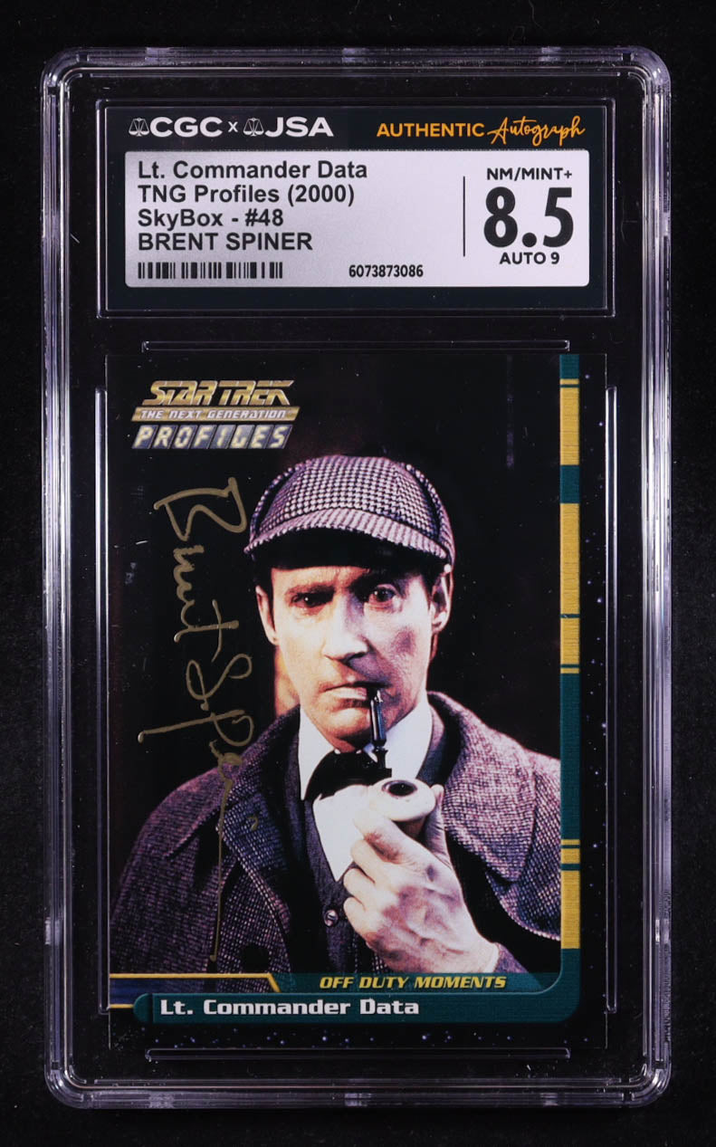 Brent Spiner Signed 2000 Lt. Commander Data Star Trek TNG Profiles Skybox #48 (CGC 8.5 | Autograph Graded CGC 9) Autograph Graded CGC 9