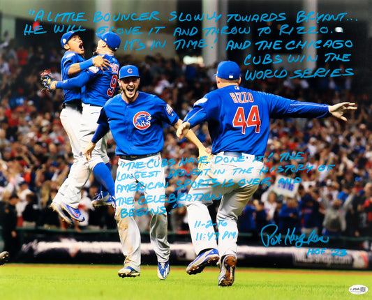 Pat Hughes Signed (JSA) Cubs 16x20 Photo with Extensive Inscription - Sportscaster