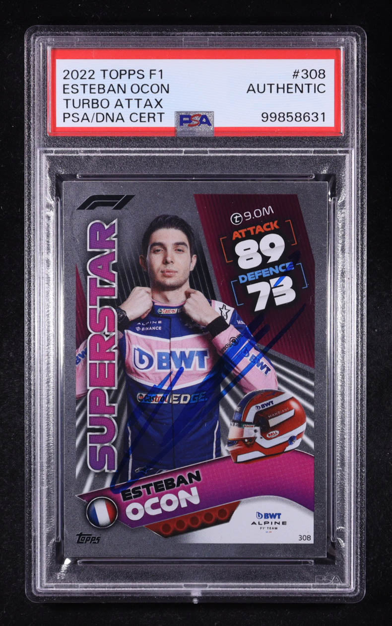 Esteban Ocon Signed 2022 Topps F1 Turbo Attax #308 (PSA) Autograph Graded PSA Authentic