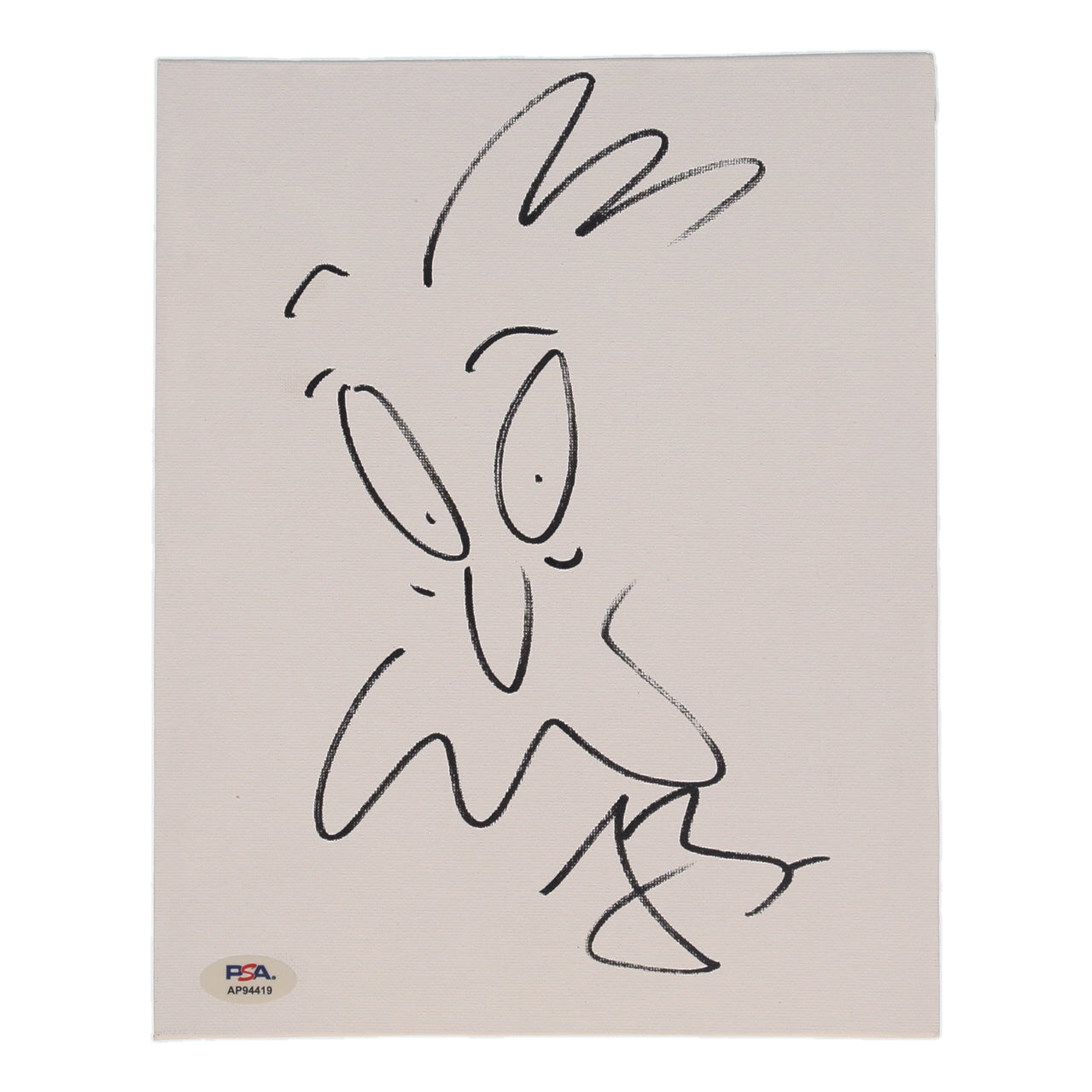 Loren Bouchard Signed (PSA) 8x10 Canvas with Hand-Drawn Sketch - Animator