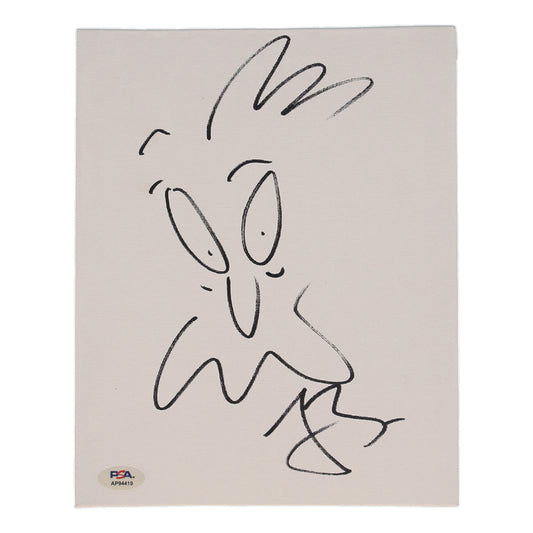 Loren Bouchard Signed (PSA) 8x10 Canvas with Hand-Drawn Sketch - Animator