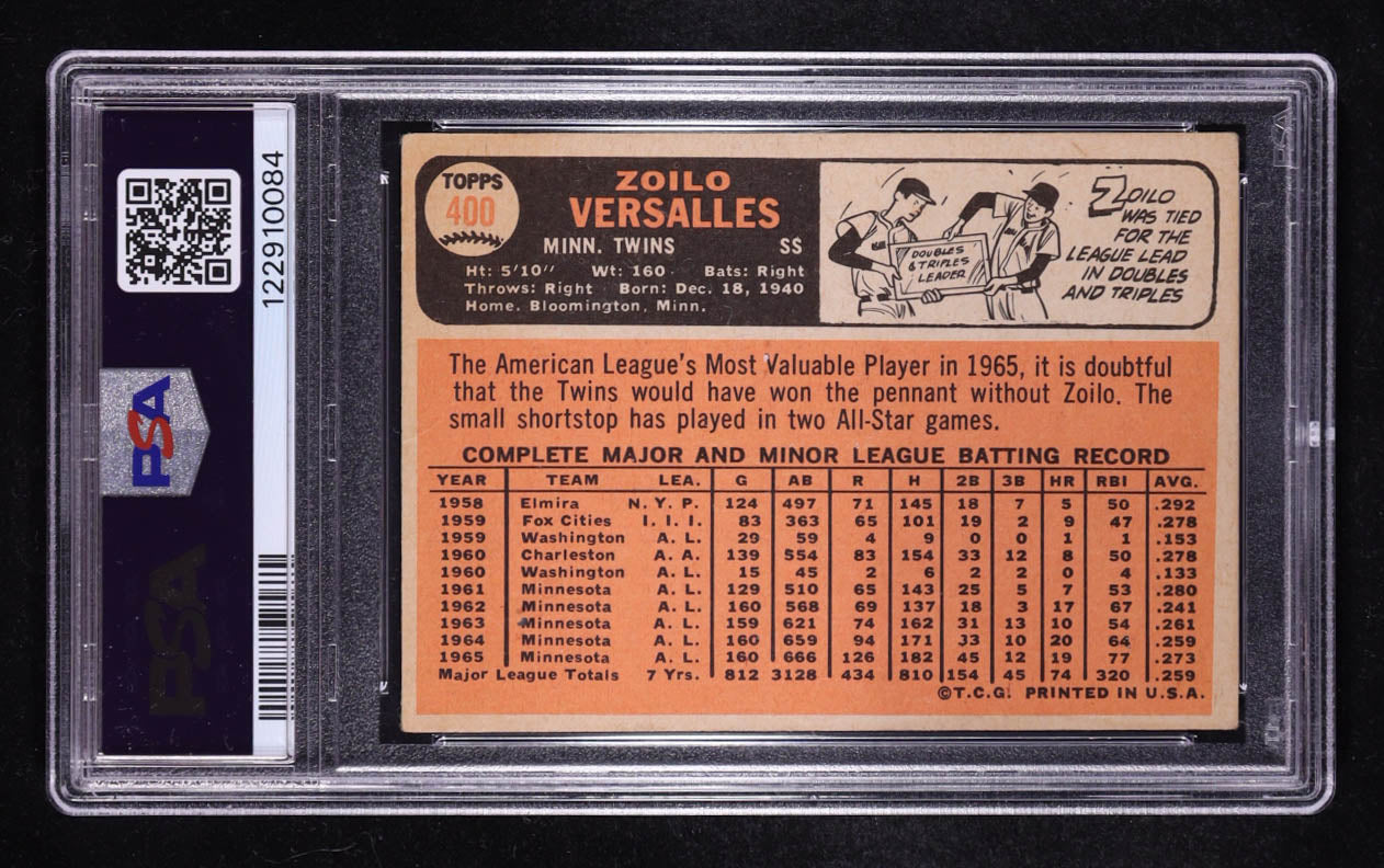 Zoilo Versalles Signed 1966 Topps #400 (PSA)