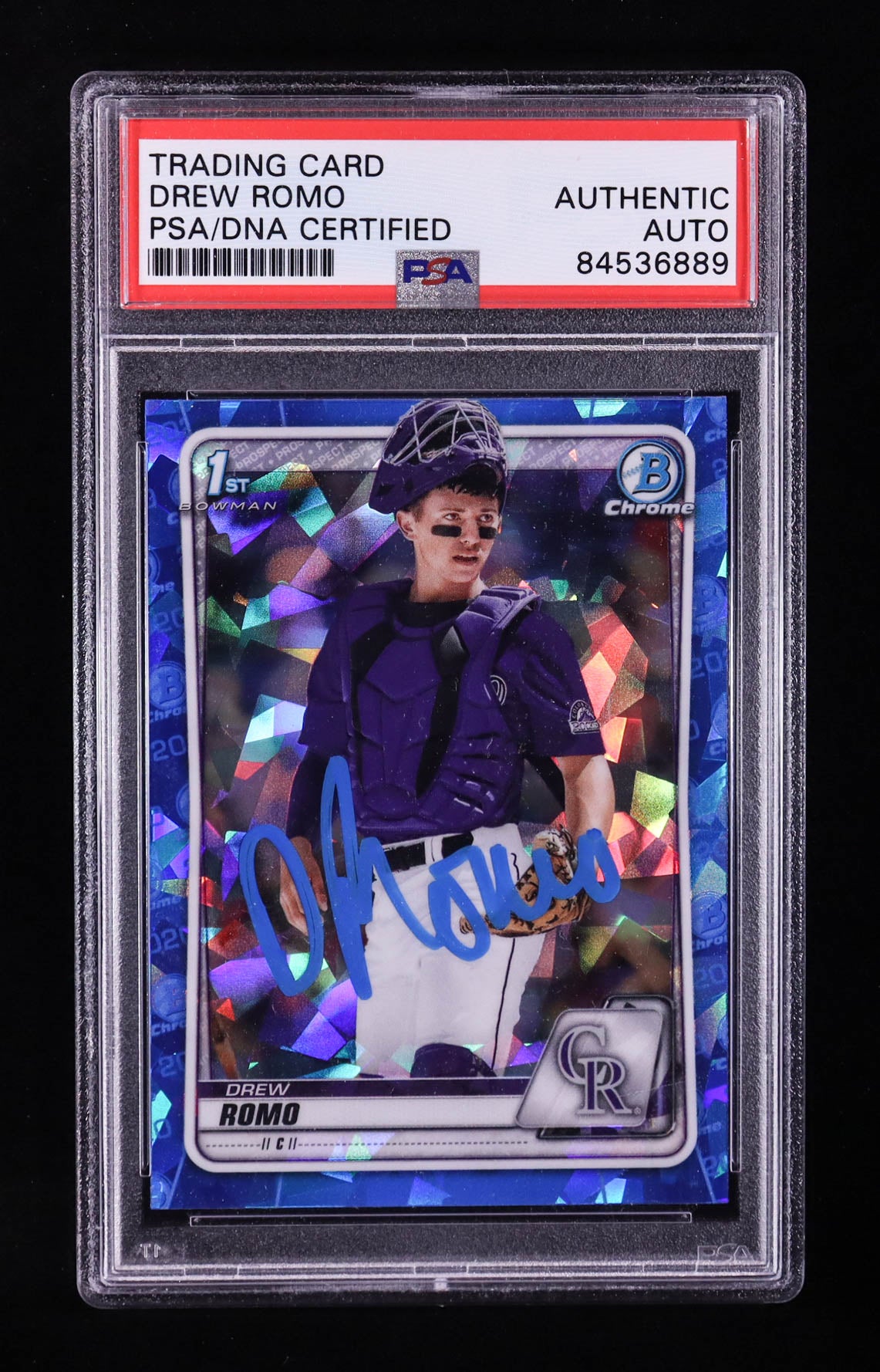 Drew Romo Signed 2021 Bowman Chrome 1st Sapphire #BD-106 RC (PSA) Rookie Card | Autograph Graded PSA Authentic