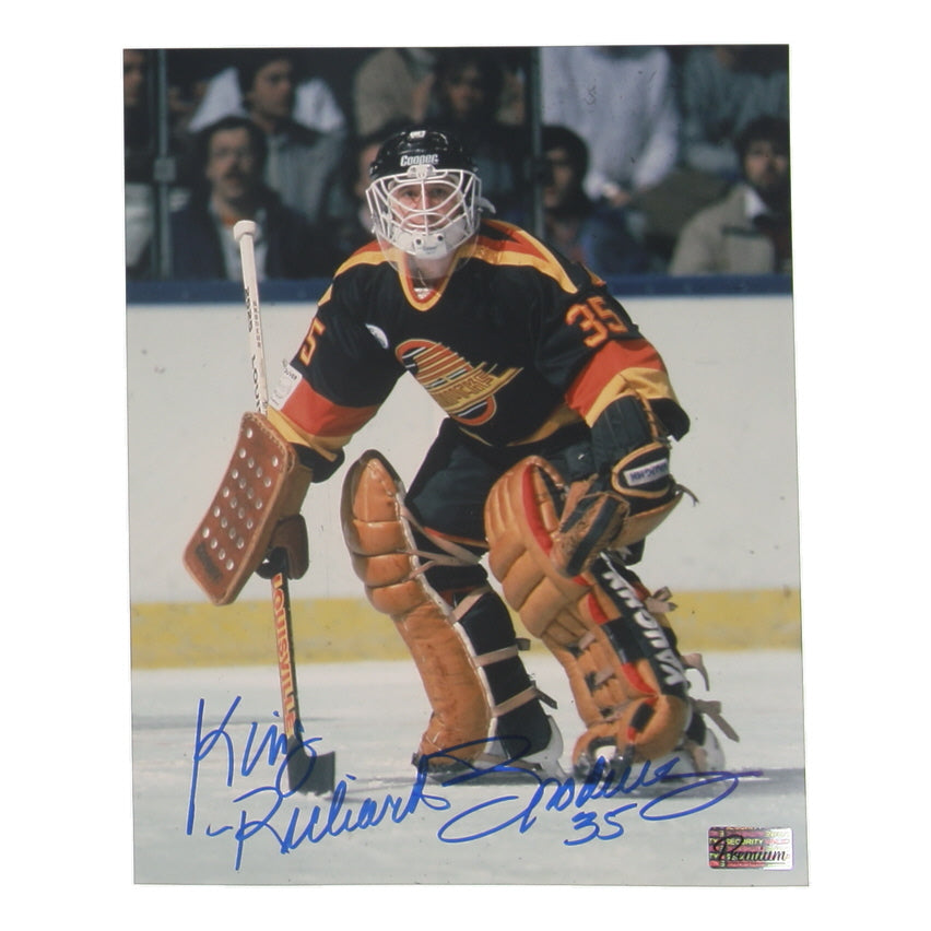 "King" Richard Brodeur Signed Canucks 8x10 Photo (Premium Autographs)