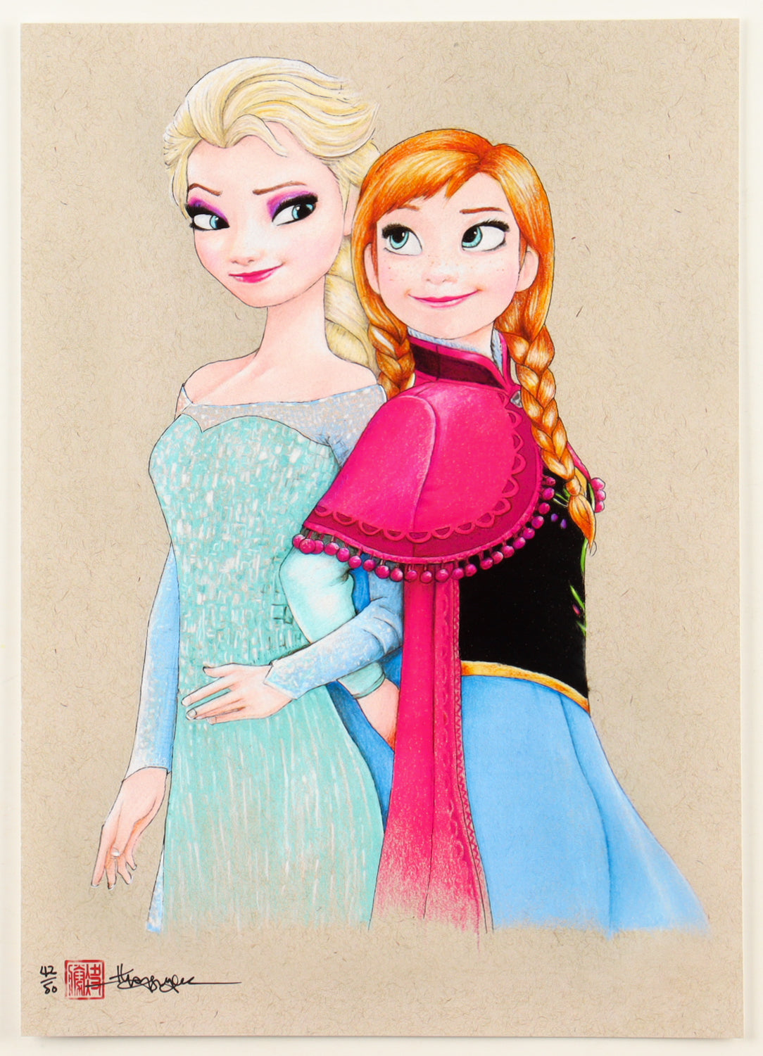 "Elsa & Anna" Frozen LE 8x12 Art Print by Thang Nguyen #/50 (PA) Renowned Artist (Supershinobi) | Limited Edition #/50