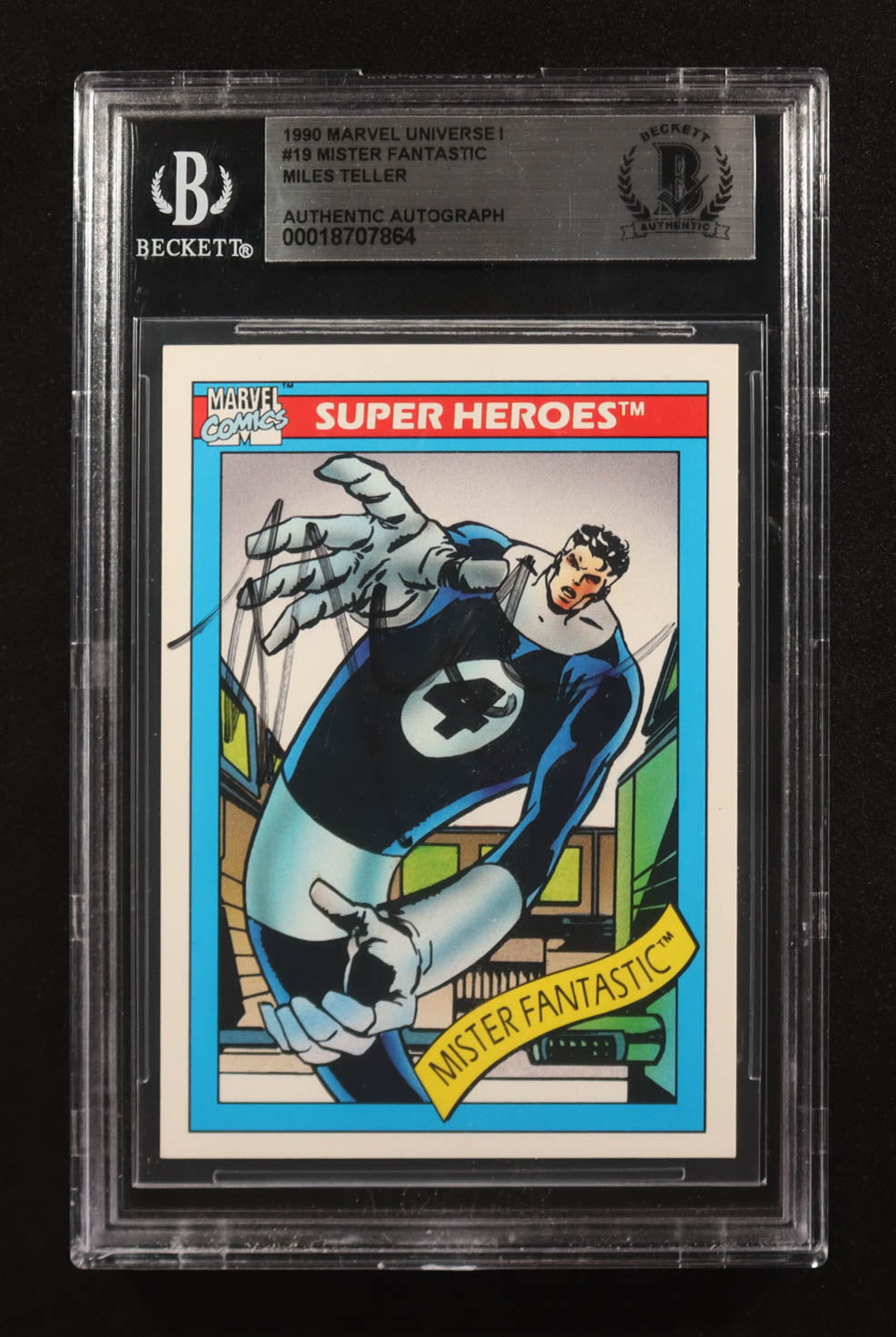 Miles Teller Signed 1990 Marvel Universe Mister Fantastic #19 RC (BGS) Rookie Card | Autograph Graded BGS Authentic