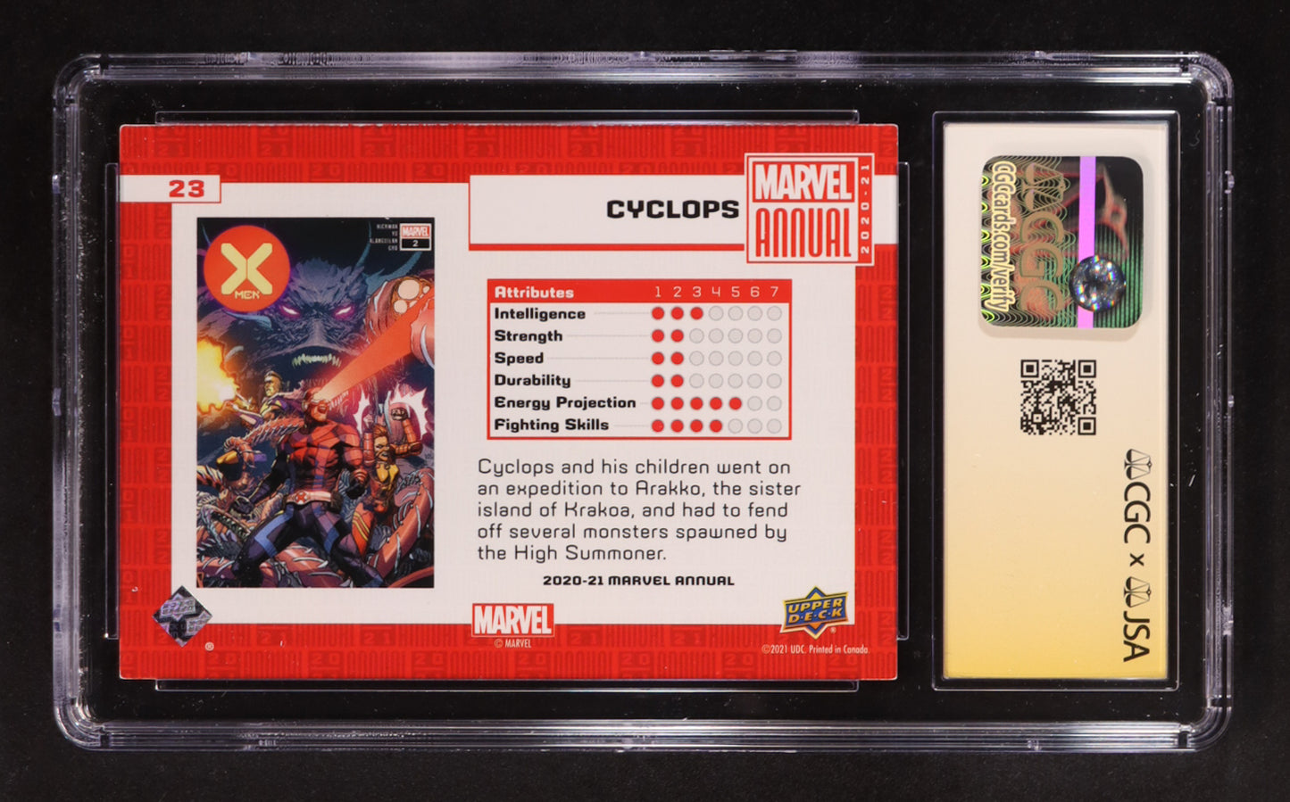 Ray Chase Signed 2020-21 Upper Deck Marvel Annual #23 Cyclops (CGC 9 | Auto 8) Voice Actor Of Cyclops