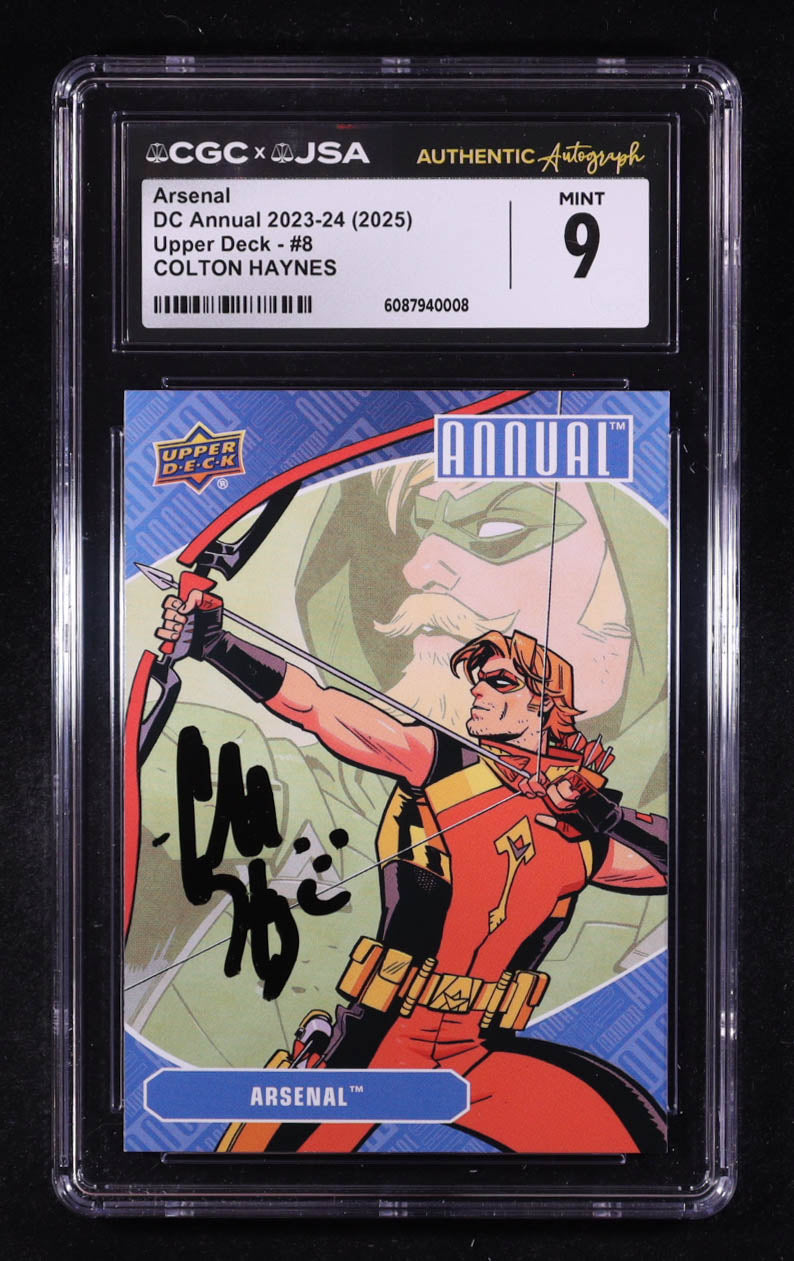 Colton Haynes Signed 2023-24 Upper Deck DC Annual #8 (CGC 9) - Arsenal