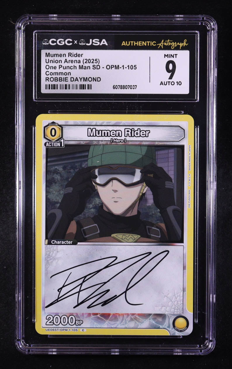 Robbie Daymond Signed 2025 Union Arena TCG One Punch Man Starter Deck #UE06STOPM1105 (CGC 9 | Auto 10) Mumen Rider