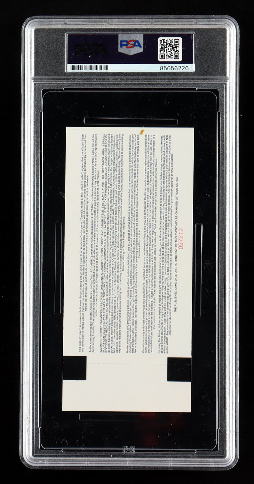 Leo Carlsson Signed 2023 NHL Debut + 1st Goal Ticket (PSA)