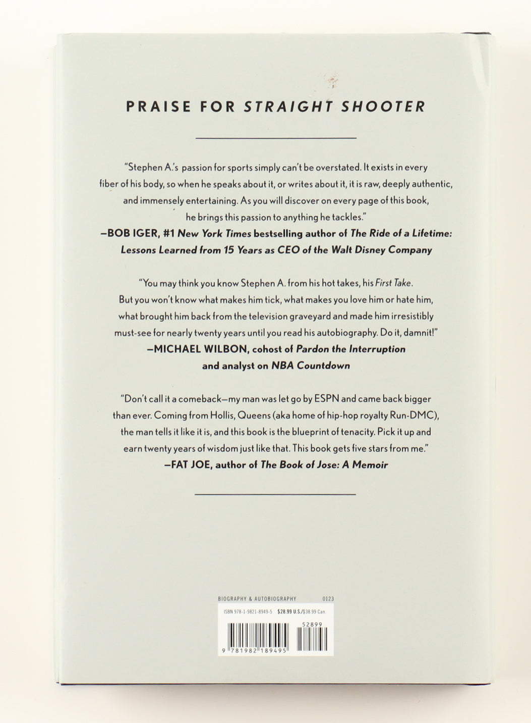 Stephen A. Smith Signed (JSA) "Straight Shooter" Hardcover Book