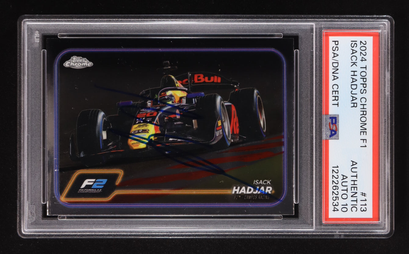 Isack Hadjar Signed 2024 Topps Chrome F1 #113 RC (PSA | Autograph Graded PSA 10) Rookie Card | Autograph Graded PSA 10