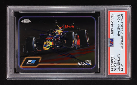 Isack Hadjar Signed 2024 Topps Chrome F1 #113 RC (PSA | Autograph Graded PSA 10) Rookie Card | Autograph Graded PSA 10