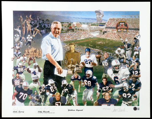 Dick Tomey & Tedy Bruschi Signed (Beckett) Arizona Wildcats "Gridiron Legends" LE 18x24 Lithograph - Limited Edition # / 1997